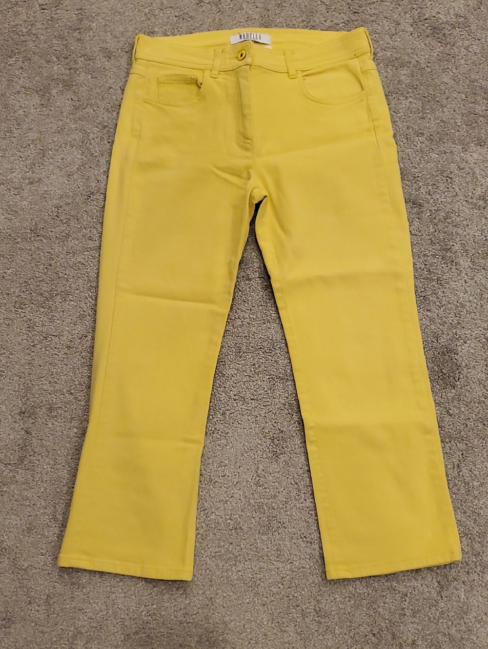 Marella - Made in Italy 99% Cotton sunny yellow jeans Crop, Flare